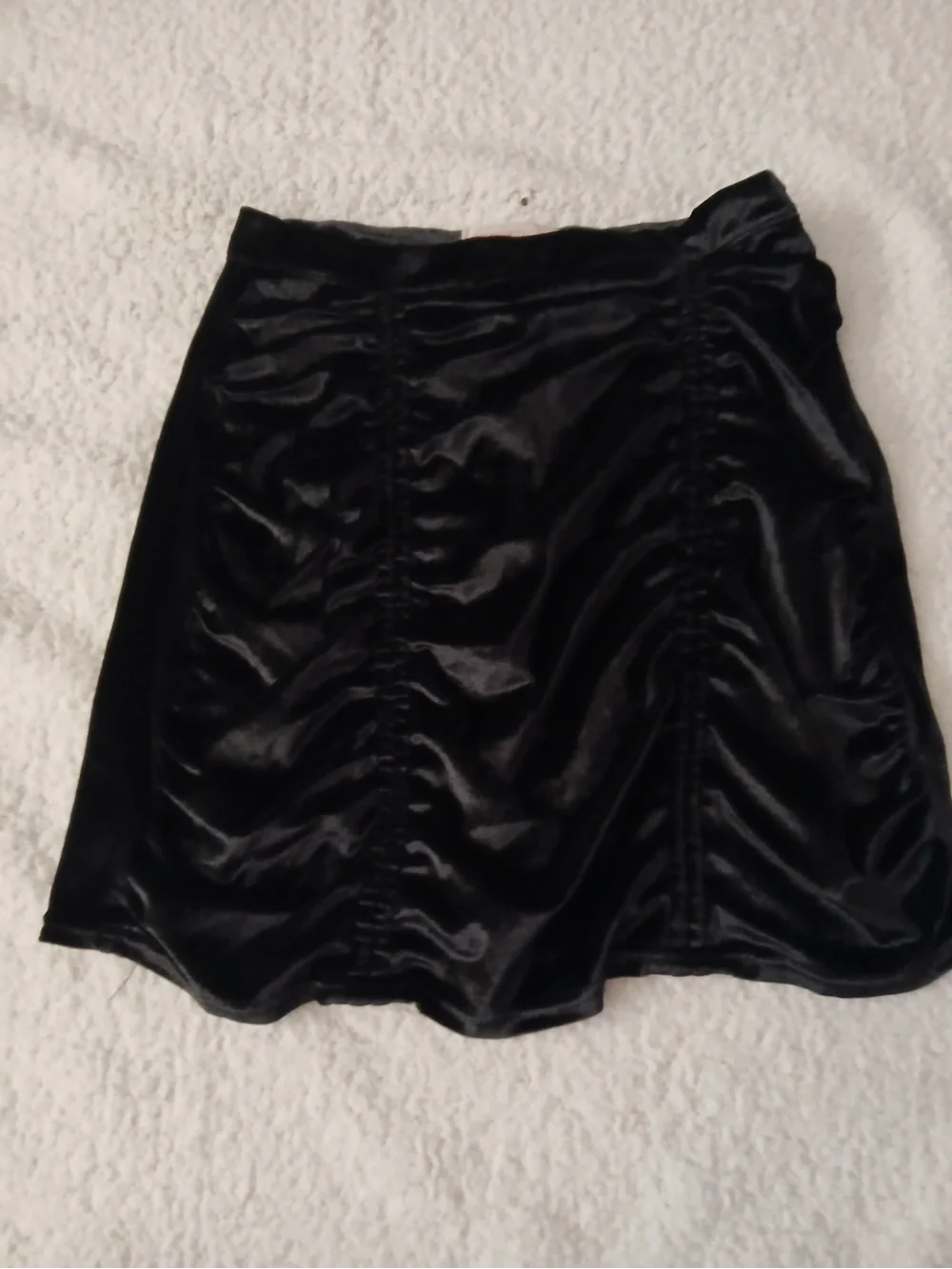 Urban Outfitters Black Ruched Velvet Mini Skirt